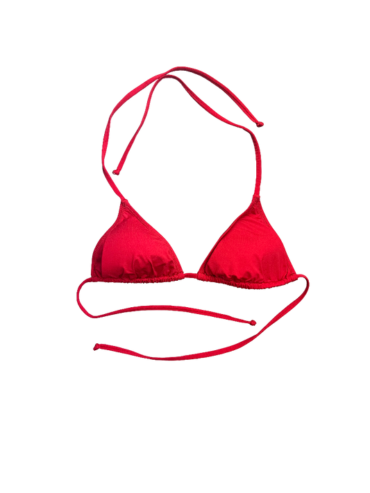 Vibrant Red Triangle Bikini Top