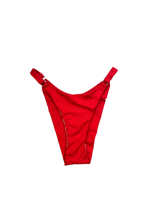 Vibrant Red High-Cut Bikini Bottom