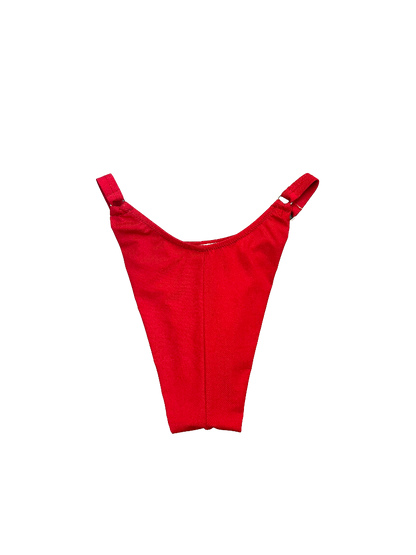 Vibrant Red High-Cut Bikini Bottom