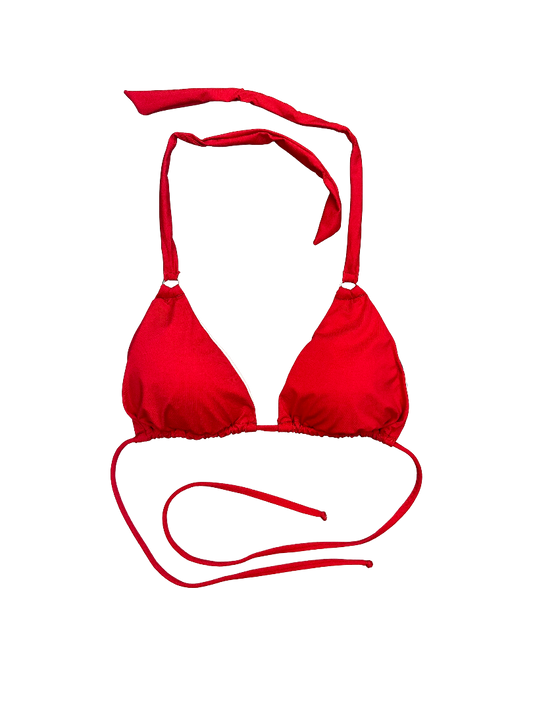 Vibrant Red Halter Bikini Top