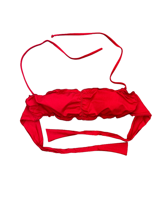 Vibrant Red Ruffled Bikini Top