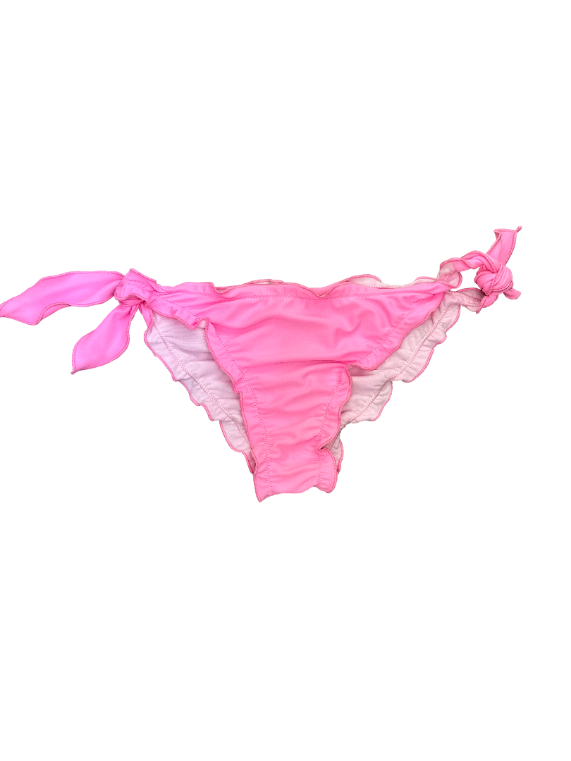 Bubblegum Pink Ruffled Bikini Bottoms with Side Ties