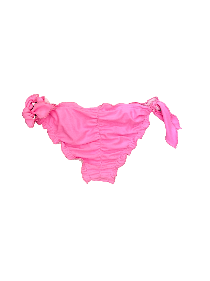 Bubblegum Pink Ruffled Bikini Bottoms with Side Ties