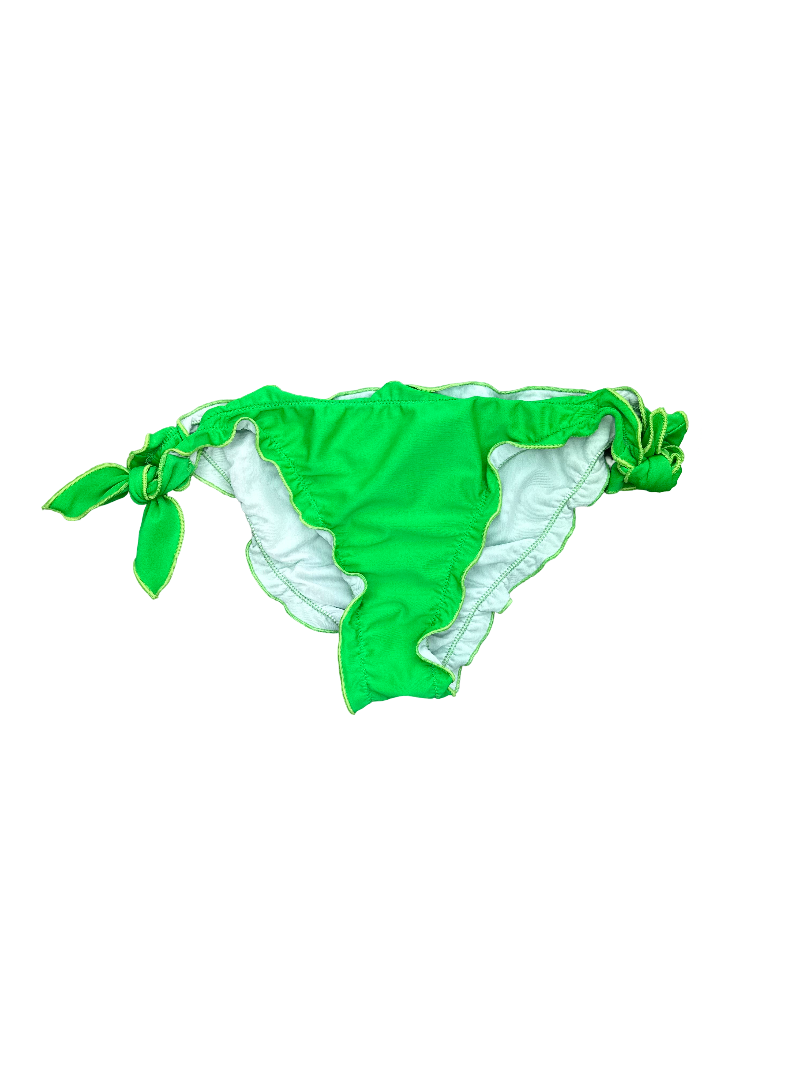 Bright Green Ruffled Bikini Bottoms with Side Ties