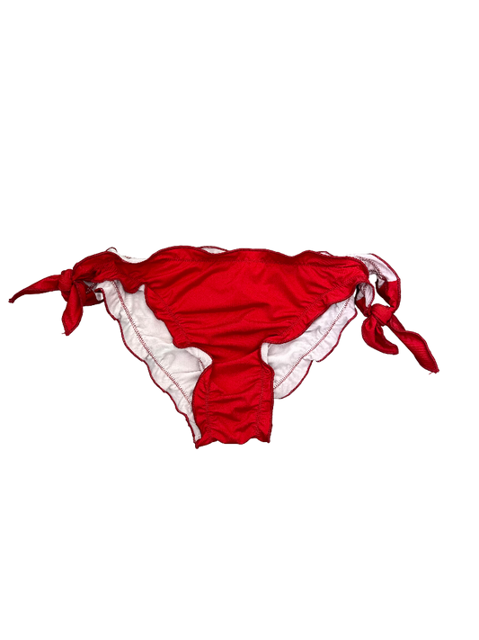 Vibrant Red Ruffled Bikini Bottoms with Side Ties