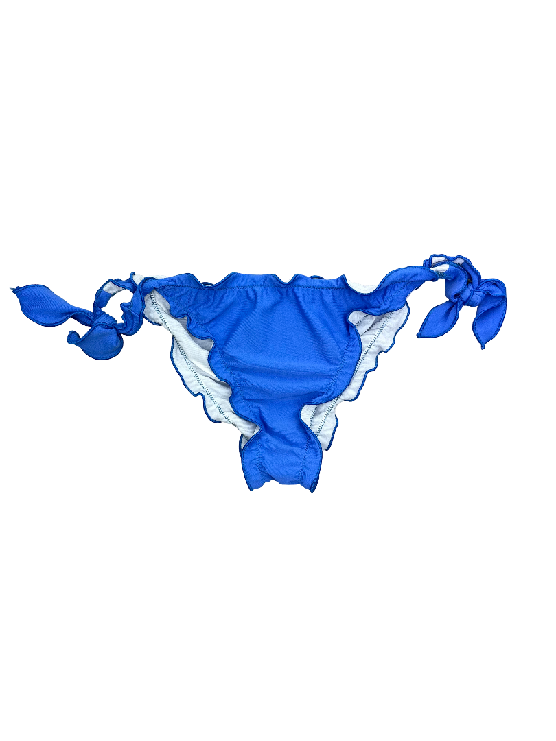 Electric Blue Ruffled Bikini Bottoms with Side Ties