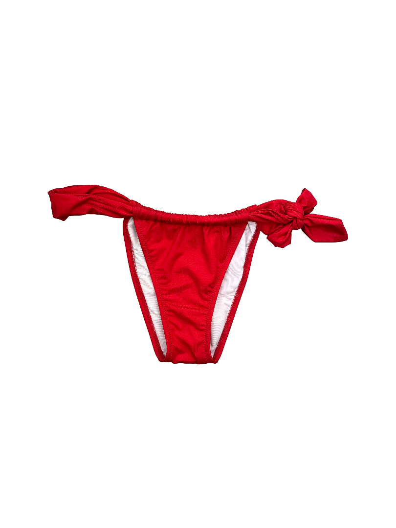 Vibrant Red Side-Tie Bikini Bottoms