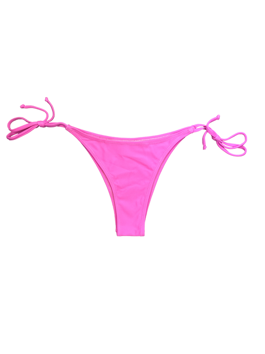 Neon Pink Tie-Side Bikini Bottoms