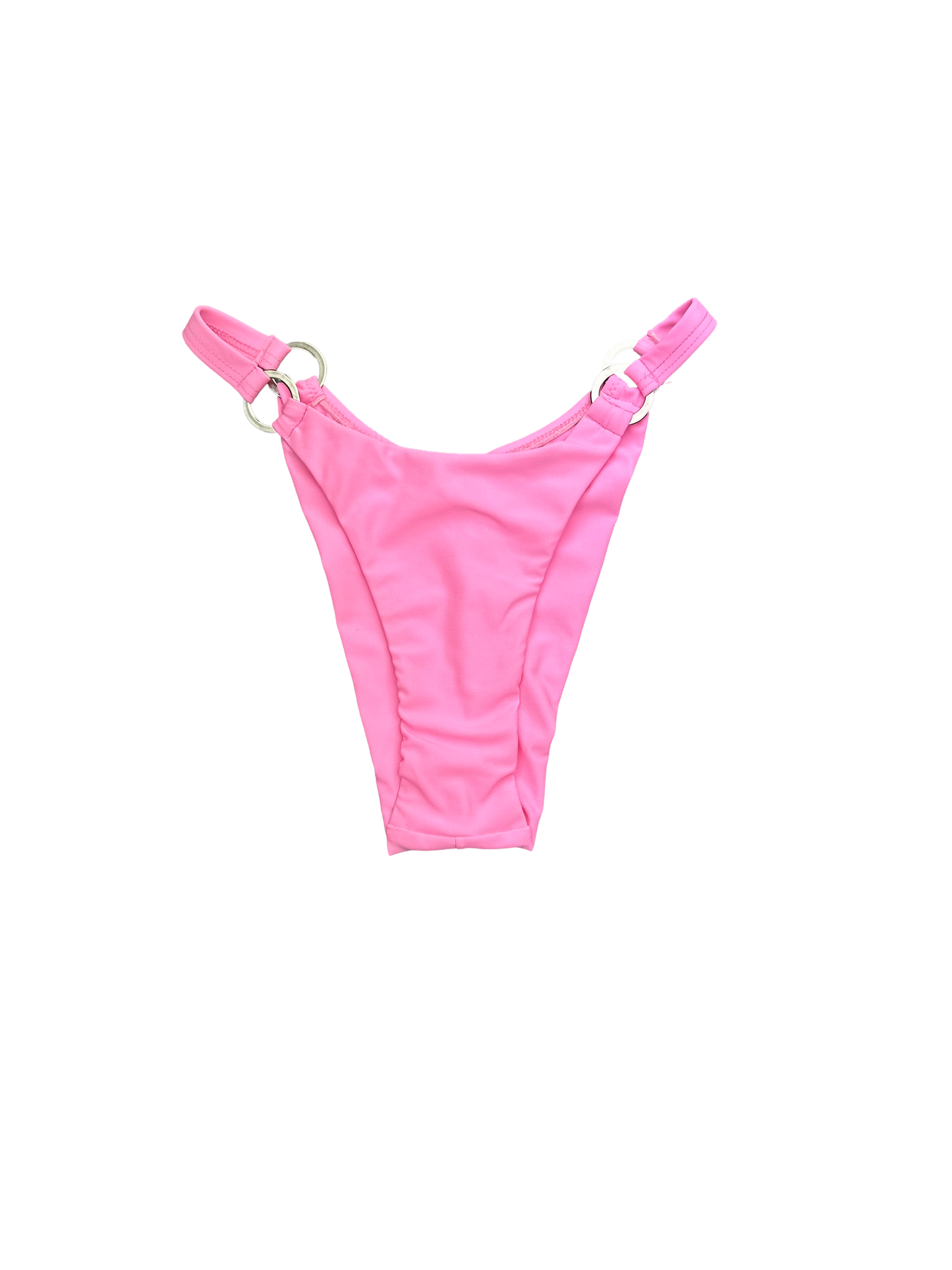 Pink High-Cut Bikini Bottoms with Ring Details