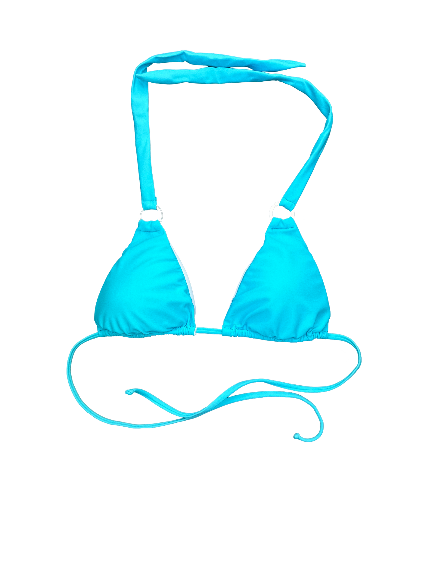 Turquoise Halter Neck Bikini Bra with Ring Details