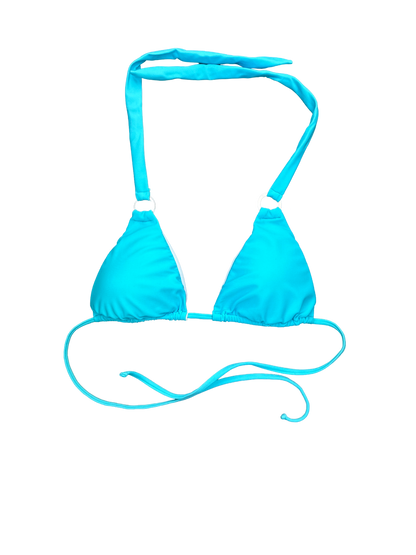 Turquoise Halter Neck Bikini Bra with Ring Details